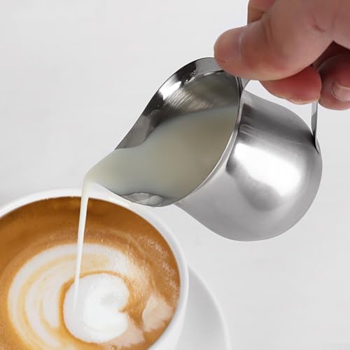 Professioneller Milchkännchen, Edelstahl, Aufschäumkännchen, 57 ml, 85 ml, 142 ml, 227 ml, für perfekte Espresso-Getränke (90 ml) von Gettimore