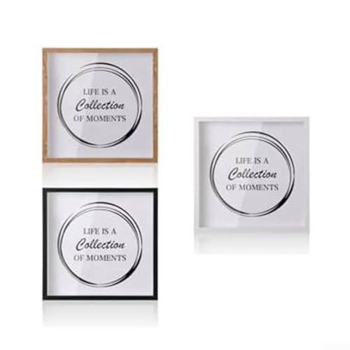 Schattenbox-Rahmen für Reisen, mit Holzkonstruktion und transparenter Acryl-Front, entworfen, um Tickets, Fotos und Postkarten zu bewahren und zu präsentieren (Braun + Schwarz + Weiß) von Gettimore