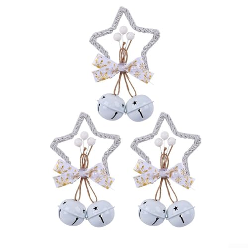 Set mit drei festlichen Sternglocken-Anhängern für Baum- und Türdekoration mit Aufhängeschlaufen für einfache Präsentation (weiß) von Gettimore