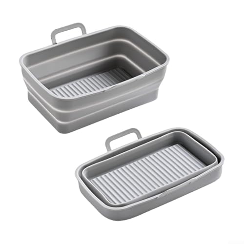 Silikon-Korbeinlagen für Luftfritteusen, 2 Stück, für einfache Reinigung und Kochen, Vielseitigkeit (grau) von Gettimore