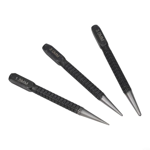Stanzwerkzeug aus legiertem Stahl mit 1 5 mm, 2 mm, 3 mm Modellen für genaue Markierung auf Metall, Holz, Kunststoff vor dem Bohren von Löchern (3 Stück) von Gettimore