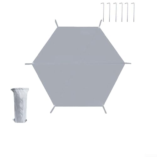 Wasserdichte sechseckige Picknick-Plane, Zeltmatte, leicht und mit Bodennägeln für einfachen Aufbau (370 x 320 cm) von Gettimore