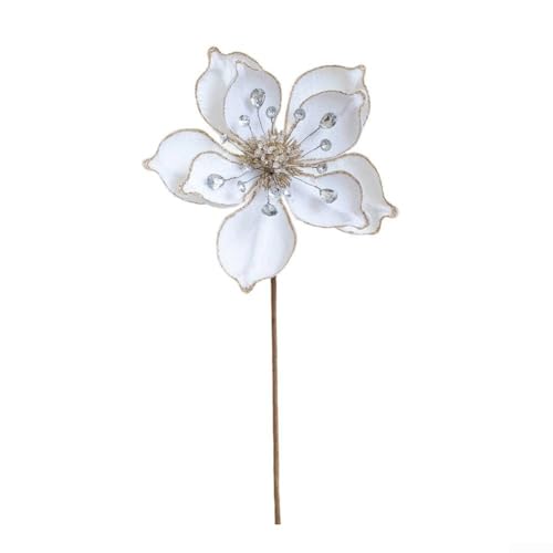 Weihnachts-Magnolien-Blumen für Baum, künstlicher Weihnachtsstern, Blumenkranz, entworfen, um Urlaubsräume mit Glitzerakzenten für visuelle Attraktivität zu erhellen (weiß) von Gettimore