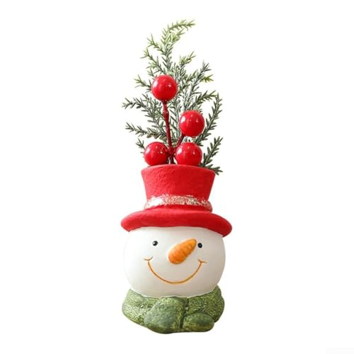 Weihnachtsdekorationstöpfe aus Kunstharz für den Innenbereich mit Weihnachtsmann und Schneemann-Designs, geeignet für Feiertagsanzeige auf Regalen, Kaminsims oder Tischplatten (The Snow Man) von Gettimore