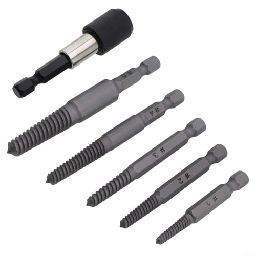Zuverlässiges 6-teiliges Schraubenentferner-Set, perfekt zum Herausziehen von gebrochenen Schrauben und Schrauben, ideal für den privaten und allgemeinen Gebrauch von Gettimore