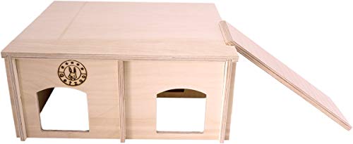 Getzoo Nagerapartment 29x25cm | Geeignet für Goldhamster, Rennmäuse, Degus, Stachelmäuse uvm. | Naturbelassenes Birkenholz | Abnehmbares Dach für leichte Reinigung | Naturnahes Dreikammersystem von Getzoo