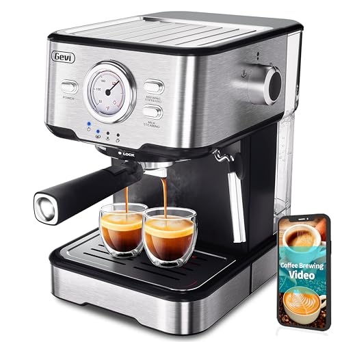 Gevi Espressomaschine, Espressomaschine mit Milchaufschäumdüse, kompakte Espressomaschine Superautomatische Espressomaschinen für Zuhause Cappuccino, Latte von Gevi