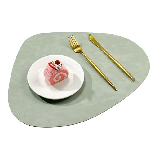 Gevvnss Tischsets und Untersetzer 8er Set,Platzsets Abwaschbar und Doppelseitigen rutschfest Platzdeckchen,Tischset Leder Kunstleder,Platzset Lederoptik(Grün) von Gevvnss