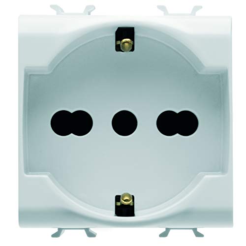 Gewiss GW10204DY Serie Chorus - Standard italienisch/deutsche Steckdose 250V AC, 2P+T 16A zweiwertig, 2 Module, Weiß, 1 Stück von Gewiss