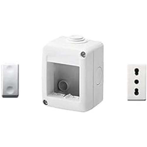GEWISS - DY01005 Gerätegehäuse 27 Kombi geschützt 2 Plätze grau RAL 7035 IP40 mit Nr. 1 zweiwertiger Steckdose weiß, Nr. 1 Schalter weiß von Gewiss