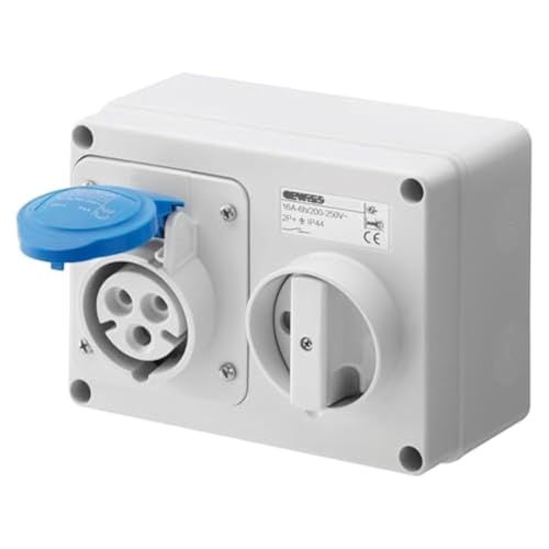 Gewiss Steckdose GW66015 horizontal, verriegelt, IP44, 6 Referenz, 2P + E-Pol, 200 V-250 V, 32 A, 50 Hz/60 Hz, Blau von Gewiss