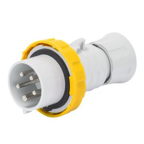 Guys GW60025FH Niedrigspannungs-Schnellverkabelung, gerader Stecker, hohe Leistung, IP66/IP67/IP68/IP69, 4-Referenz, 3P+N+E Pole, 100V-130V, 16A, 50 Hz/60 Hz, Gelb von Gewiss