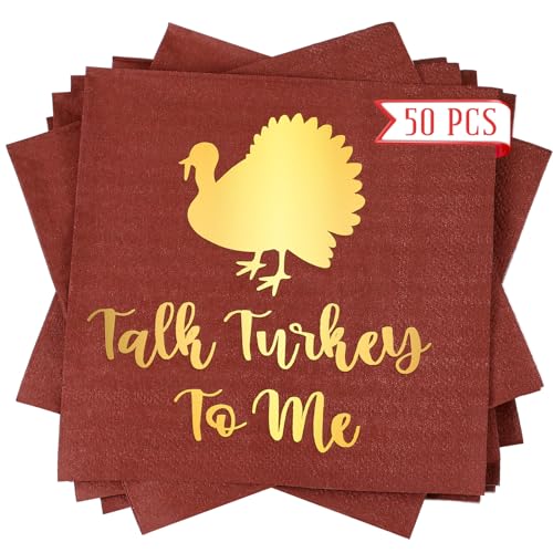 Geyoga 50 Stück Thanksgiving-Servietten "Talk Turkey to Me", Thanksgiving-Dinner-Servietten, Truthahn, Cocktail-Servietten, Vintage, Rot, Gold, Einweg-Handtuch für Thanksgiving, Herbst, Ernte, Geyoga 50 Stück Thanksgiving-Servietten "Talk Turkey to Me", Thanksgiving-Dinner-Servietten, Truthahn, Cocktail-Servietten, Vintage, Rot, Gold, Einweg-Handtuch für Thanksgiving, Herbst, Ernte, von Geyoga