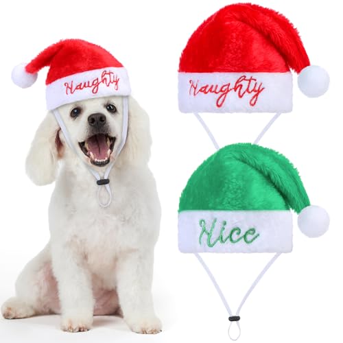 Geyoga Weihnachtsmütze für Hunde, Katzen, Plüschmütze, für kleine Welpen, Kätzchen, Cosplay, Puppen, Basteln, 2 Stück (Plüsch, klein) von Geyoga