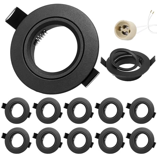 GeyouLux 10er set LED Einbaustrahler 230V Rahmen mit GU10 Fassung für GU10/MR16, LED Spots Matt Schwarz Rund Flach Deckenspots Aluminium Einbauspots Spot Einbaurahmen 68mm lochmass GeyouLux 10er set LED Einbaustrahler 230V Rahmen mit GU10 Fassung für GU10/MR16, LED Spots Matt Schwarz Rund Flach Deckenspots Aluminium Einbauspots Spot Einbaurahmen 68mm lochmass von GeyouLux
