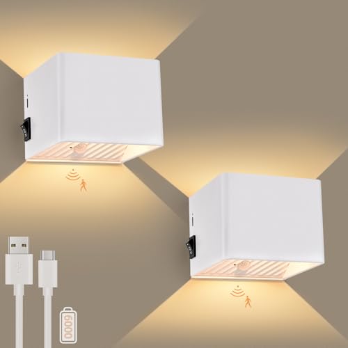GeyouLux 2 Stück 6000mAh Akku Wandleuchte mit Bewegungsmelder Innen 5W Aufladbare Wandleuchte Innen Ohne Stromanschluss mit 3 Modi 3000K Wandlampe Innen Akku für Treppe Flur Wohnzimmer Schlafzimmer GeyouLux 2 Stück 6000mAh Akku Wandleuchte mit Bewegungsmelder Innen 5W Aufladbare Wandleuchte Innen Ohne Stromanschluss mit 3 Modi 3000K Wandlampe Innen Akku für Treppe Flur Wohnzimmer Schlafzimmer von GeyouLux