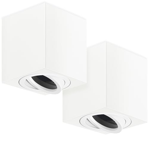 GeyouLux Aufbauspots Eckig, 30° Schwenkbar Deckenspots Weiß, Φ80×84mm Aufbaustrahler mit GU10 Fassung, Aufputz 230v Spots aus Aluminium, Rund Aufbauleuchte Downlight, 2 Stück(Keine Lichtquelle) GeyouLux Aufbauspots Eckig, 30° Schwenkbar Deckenspots Weiß, Φ80×84mm Aufbaustrahler mit GU10 Fassung, Aufputz 230v Spots aus Aluminium, Rund Aufbauleuchte Downlight, 2 Stück(Keine Lichtquelle) von GeyouLux