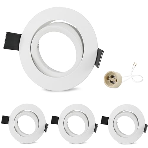 GeyouLux 4er Einbaustrahler Rahmen GU10 Aluminium Schwenkbar Weiß Einbauspots Einbauleuchten Spot Rund Lochdurchmesser 68-75mm Decken Einbaustrahler für Halogen MR16, inkl. GU10 Fassung für 230V GeyouLux 4er Einbaustrahler Rahmen GU10 Aluminium Schwenkbar Weiß Einbauspots Einbauleuchten Spot Rund Lochdurchmesser 68-75mm Decken Einbaustrahler für Halogen MR16, inkl. GU10 Fassung für 230V von GeyouLux