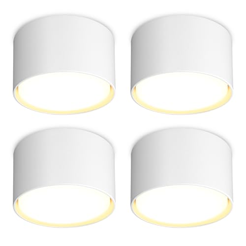 GeyouLux 4x LED Aufbauspot Weiß - Ø84x50mm - Deckenstrahler LED GX53 mit 6W 680LM Neutralweiß 230V - 180° Abstrahlwinkel - Aluminium Deckenspots Aufbaustrahler Aufputz Deckenleuchte von GeyouLux
