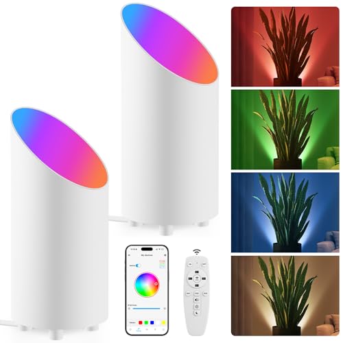GeyouLux 5W RGBW LED Uplight Spot Dimmbar, 16 Millionen Farben Bodenstrahler Innen mit Fernbedienung, MusicSmartLamp App-Steuerung, Timer, Musikmodus für Wohnzimmer Schlafzimmer Gaming, Weiß 2pack GeyouLux 5W RGBW LED Uplight Spot Dimmbar, 16 Millionen Farben Bodenstrahler Innen mit Fernbedienung, MusicSmartLamp App-Steuerung, Timer, Musikmodus für Wohnzimmer Schlafzimmer Gaming, Weiß 2pack von GeyouLux
