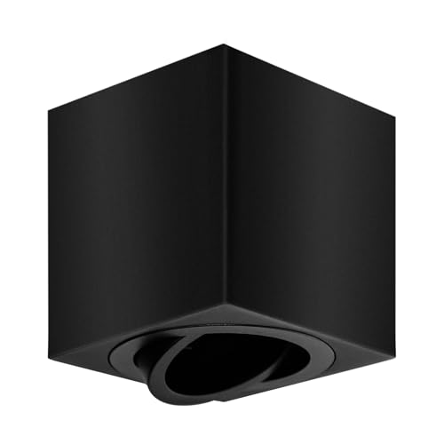 GeyouLux Aufbauspot Aufbaustrahler GU10 Φ80×84mm Deckenspot Schwarz Aufputz mit GU10 Fassung, Deckenleuchte 45°Schwenkbar Aluminium,Aufbauspot 230V Eckig Aufbauleuchte für GU10(Keine Lichtquelle) von GeyouLux