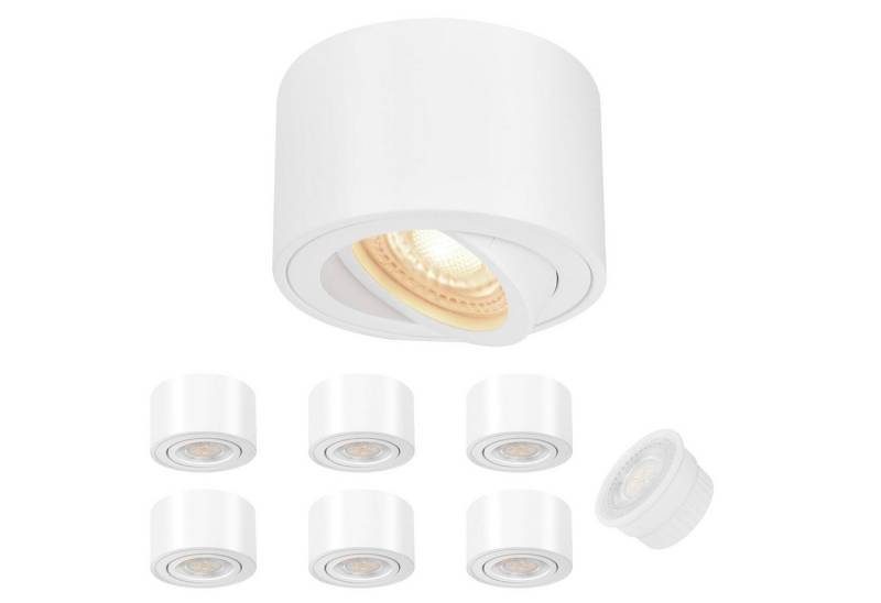 GeyouLux Aufbauleuchte LED Aufbauspot, Aufbaustrahler, Deckenspots Ø80x50mm Rund, Neutralweiß, LED Modul 230V 30° Schwenkbar Extra Flach Aufputz Spots 6 Stück GeyouLux Aufbauleuchte LED Aufbauspot, Aufbaustrahler, Deckenspots Ø80x50mm Rund, Neutralweiß, LED Modul 230V 30° Schwenkbar Extra Flach Aufputz Spots 6 Stück von GeyouLux