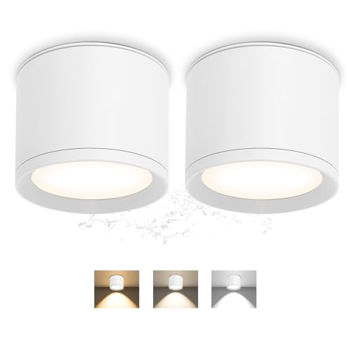 GeyouLux LED Aufbauspots IP44 3CCT Deckenspots Weiß inkl. 7W 800LM LED Leuchtmittel 3000K/4500K/6500K Aufbauleuchte Aufputz Spots Aufbaustrahler für Badezimmer, Flur, Wohnzimmer Rund 2 Stück GeyouLux LED Aufbauspots IP44 3CCT Deckenspots Weiß inkl. 7W 800LM LED Leuchtmittel 3000K/4500K/6500K Aufbauleuchte Aufputz Spots Aufbaustrahler für Badezimmer, Flur, Wohnzimmer Rund 2 Stück von GeyouLux