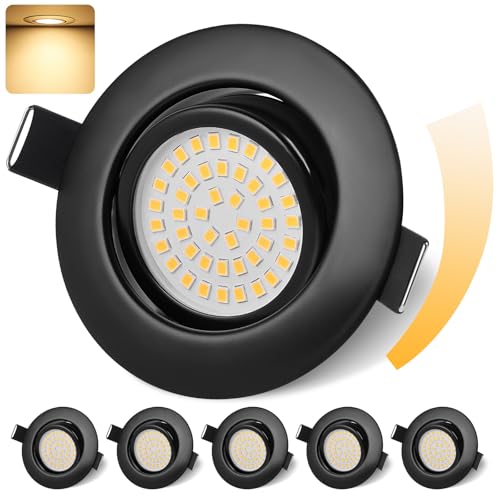 GeyouLux LED Einbaustrahler 230V Dimmbar 68mm 6W IP44 LED Spots 45° Schwenkbar 3000K Warmweiß Deckenspots für Badezimmer Küche Wohnzimmer Einbauspots Flach Einbauleuchten Schwarz 6er set GeyouLux LED Einbaustrahler 230V Dimmbar 68mm 6W IP44 LED Spots 45° Schwenkbar 3000K Warmweiß Deckenspots für Badezimmer Küche Wohnzimmer Einbauspots Flach Einbauleuchten Schwarz 6er set von GeyouLux