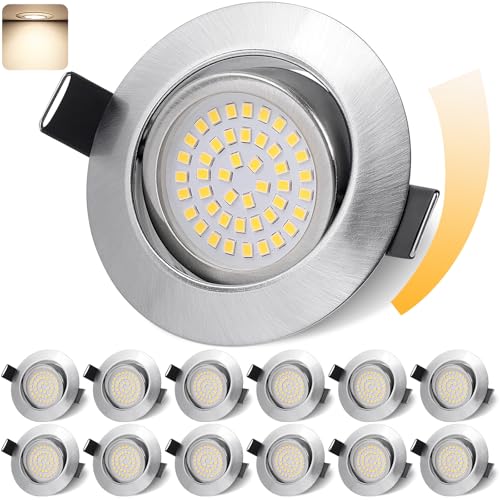 GeyouLux LED Einbaustrahler 230V Dimmbar 68mm 6W IP44 LED Spots 45° Schwenkbar 4000K Neutralweiß Deckenspots für Badezimmer Küche Wohnzimmer Einbauspots Flach Einbauleuchten Nickel 12er set GeyouLux LED Einbaustrahler 230V Dimmbar 68mm 6W IP44 LED Spots 45° Schwenkbar 4000K Neutralweiß Deckenspots für Badezimmer Küche Wohnzimmer Einbauspots Flach Einbauleuchten Nickel 12er set von GeyouLux