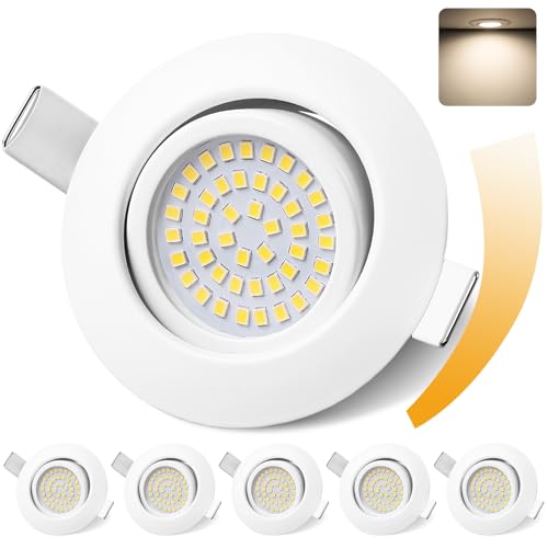 GeyouLux LED Einbaustrahler 230V Dimmbar 68mm 6W IP44 LED Spots 45° Schwenkbar 4000K Neutralweiß Deckenspots für Badezimmer Küche Wohnzimmer Einbauspots Flach Einbauleuchten Weiss 6er set GeyouLux LED Einbaustrahler 230V Dimmbar 68mm 6W IP44 LED Spots 45° Schwenkbar 4000K Neutralweiß Deckenspots für Badezimmer Küche Wohnzimmer Einbauspots Flach Einbauleuchten Weiss 6er set von GeyouLux