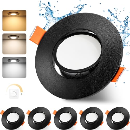 GeyouLux LED Einbaustrahler 230v Dimmbar 68-80mm 4.9W IP44 Ultra Flach LED Spots 3000K/4000K/6000K Deckenspots für Badezimmer Wohnzimmer 45°Schwenkbar Einbauleuchten Küche Spots Deckenleuchte 6er Set GeyouLux LED Einbaustrahler 230v Dimmbar 68-80mm 4.9W IP44 Ultra Flach LED Spots 3000K/4000K/6000K Deckenspots für Badezimmer Wohnzimmer 45°Schwenkbar Einbauleuchten Küche Spots Deckenleuchte 6er Set von GeyouLux