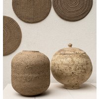 Handgemachte Braune Steingutvase Strukturiertes Keramikdekor von GezaCeramicPottery
