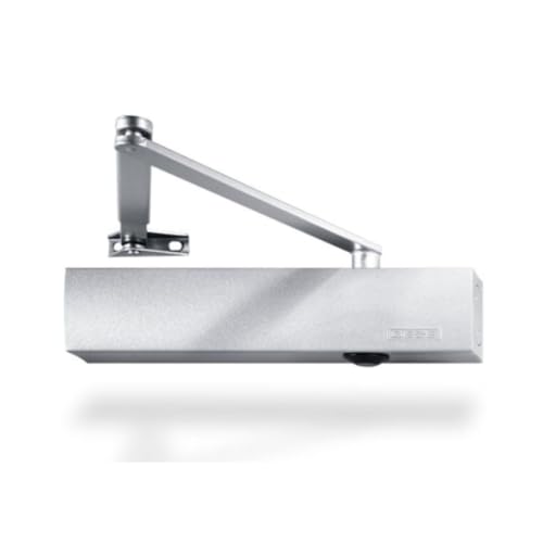 Geze Türschließer TS 4000 EN 2-6 in Silber mit Normalgestänge für einflügelige Türen bis 1400 mm Flügelbreite mit Normalgestänge und Montageplatte- 28,7x4,6x6cm von Geze