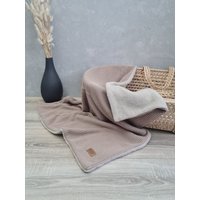 Babydecke Gestrickt Beige, Kuscheldecke Für Babyschale, Decke Kinderwagen Grobstrick von Gezeiten