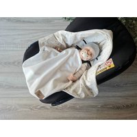 Leichte Waffelstrick Einschlagdecke Creme Babydecke Frühling Sommer Babyschale Geburt Baby Unisex Decke von Gezeiten