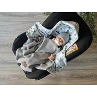 Leichte Waffelstrick Einschlagdecke Grau Meliert Eukalyptus Babydecke Fußsack Frühling Sommer Babyschale Geburt Babysafe Jersey Kind Decke von Gezeiten