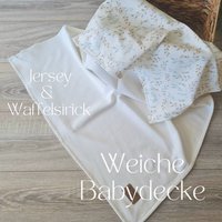 Weiche Babydecke Für Frühling Und Sommer Kuscheldecke Wendedecke Creme Kinderwagendecke Waffelstrick Baumwolle Jersey Kind Baby Decke von Gezeiten