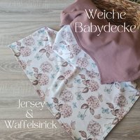 Weiche Babydecke Für Frühling Und Sommer Rosa Altrosa Kuscheldecke Wendedecke Kinderwagendecke Waffelstrick Baumwolle Jersey Kind Baby Decke von Gezeiten