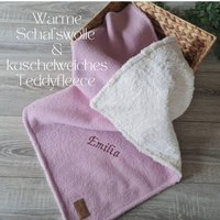 Wolldecke 100% Schurwolle Gefüttert Mit Teddyfleece Personalisierbar Baumwolle Wollwalk Babydecke Kuscheldecke Winter Frühling Kinder Decke von Gezeiten