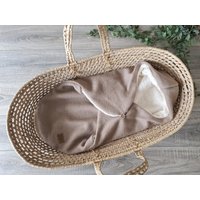 Wollwalk Einschlagdecke Für Kinderwagen Moseskorb Beige Aus 100% Schurwolle Gefüttert Teddy Fleece Baumwolle Babydecke Herbst Winter Decke von Gezeiten