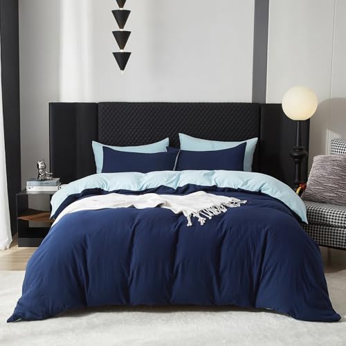 Baumwolle Bettwäsche 155x220cm Blau Hellblau 3Teilig Doppelbett Uni Bettwäsche Set Weiche ÖkoTex Zertifiziert für Allergiker Weich Bettbezug Baumwolle und 1 Kissenbezüge 80x80 mit Reissverschluss Baumwolle Bettwäsche 155x220cm Blau Hellblau 3Teilig Doppelbett Uni Bettwäsche Set Weiche ÖkoTex Zertifiziert für Allergiker Weich Bettbezug Baumwolle und 1 Kissenbezüge 80x80 mit Reissverschluss von Gezu