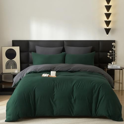 Baumwolle Bettwäsche 155x220cm Grün Dunkelgrün Grau 3Teilig Doppelbett Uni Bettwäsche Set ÖkoTex Zertifiziert für Allergiker Weich Bettbezug Baumwolle und 2 Kissenbezüge 80x80 mit Reissverschluss Baumwolle Bettwäsche 155x220cm Grün Dunkelgrün Grau 3Teilig Doppelbett Uni Bettwäsche Set ÖkoTex Zertifiziert für Allergiker Weich Bettbezug Baumwolle und 2 Kissenbezüge 80x80 mit Reissverschluss von Gezu
