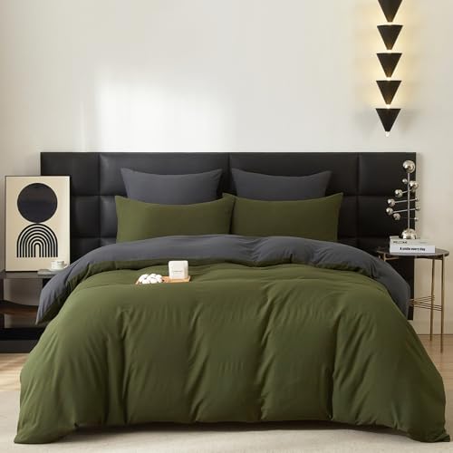 Baumwolle Bettwäsche 155x220cm Grün Olivgrün Grau 3Teilig Doppelbett Uni Bettwäsche Set Weiche ÖkoTex Zertifiziert für Allergiker Weich Bettbezug Baumwolle und 2 Kissenbezüge 80x80 mit Reissverschluss Baumwolle Bettwäsche 155x220cm Grün Olivgrün Grau 3Teilig Doppelbett Uni Bettwäsche Set Weiche ÖkoTex Zertifiziert für Allergiker Weich Bettbezug Baumwolle und 2 Kissenbezüge 80x80 mit Reissverschluss von Gezu