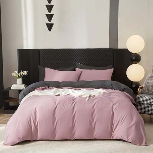 Baumwolle Bettwäsche 155x220cm Rosa Altrosa Grau 3Teilig Doppelbett Uni Bettwäsche Set Weiche ÖkoTex Zertifiziert für Allergiker Weich Bettbezug Baumwolle und 1 Kissenbezüge 80x80 mit Reissverschluss Baumwolle Bettwäsche 155x220cm Rosa Altrosa Grau 3Teilig Doppelbett Uni Bettwäsche Set Weiche ÖkoTex Zertifiziert für Allergiker Weich Bettbezug Baumwolle und 1 Kissenbezüge 80x80 mit Reissverschluss von Gezu