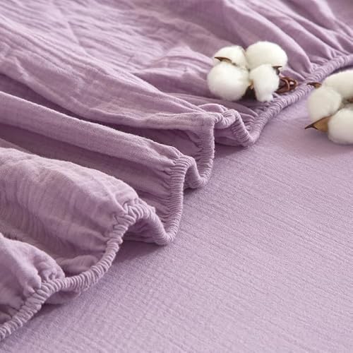 Gezu Muslin Spannbettlaken 140x200cm Lila 100% Baumwolle aus aktmungsaktivem Material Temperaturregulierend Doppelte Muslin Bettlaken Spannbetttuch 140x200 für Hohe Matratze bis 15-30cm Gezu Muslin Spannbettlaken 140x200cm Lila 100% Baumwolle aus aktmungsaktivem Material Temperaturregulierend Doppelte Muslin Bettlaken Spannbetttuch 140x200 für Hohe Matratze bis 15-30cm von Gezu