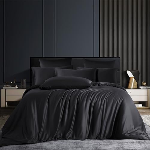 Gezu Bambus Bettwäsche 200x220cm Schwarz Sommerbettwäsche Uni Bambusfaser Bettbezug-Set Atmungsaktiv und kühl Deckenbezug Weiche Doppelbett Bettbezug mit Reißverschluss und 2 Kissenbezüge 80x80 Gezu Bambus Bettwäsche 200x220cm Schwarz Sommerbettwäsche Uni Bambusfaser Bettbezug-Set Atmungsaktiv und kühl Deckenbezug Weiche Doppelbett Bettbezug mit Reißverschluss und 2 Kissenbezüge 80x80 von Gezu
