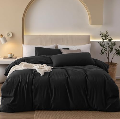 Gezu Bettwäsche 155x220 Baumwolle Schwarz Anthrazit 3 Teilig Baumwolle Doppelbett Uni Bettwäsche Set Weiche ÖkoTex Zertifiziert für Allergiker und Kissenbezüge 80x80cm mit Reissverschluss Gezu Bettwäsche 155x220 Baumwolle Schwarz Anthrazit 3 Teilig Baumwolle Doppelbett Uni Bettwäsche Set Weiche ÖkoTex Zertifiziert für Allergiker und Kissenbezüge 80x80cm mit Reissverschluss von Gezu