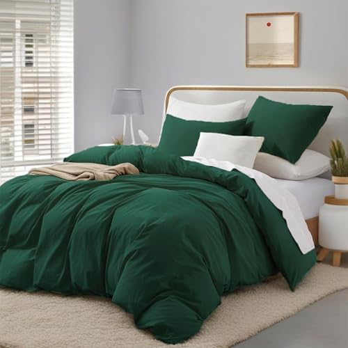 Gezu Bettwäsche 200x200 Baumwolle Grün 3 Teilig Dunkelgrün Leinenfarbe Uni Unifarben Doppelbett Bettwäsche Set Weiche Baumwollgefühl Bettbezug und Kissenbezüge 80x80cm mit Reissverschluss Gezu Bettwäsche 200x200 Baumwolle Grün 3 Teilig Dunkelgrün Leinenfarbe Uni Unifarben Doppelbett Bettwäsche Set Weiche Baumwollgefühl Bettbezug und Kissenbezüge 80x80cm mit Reissverschluss von Gezu