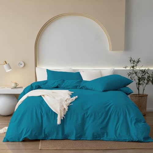 Gezu Bettwäsche 220x240 Baumwolle Petrol Blau 3 Teilig Baumwolle Doppelbett Uni Bettwäsche Set Weiche ÖkoTex Zertifiziert für Allergiker und Kissenbezüge 80x80cm mit Reissverschluss Gezu Bettwäsche 220x240 Baumwolle Petrol Blau 3 Teilig Baumwolle Doppelbett Uni Bettwäsche Set Weiche ÖkoTex Zertifiziert für Allergiker und Kissenbezüge 80x80cm mit Reissverschluss von Gezu