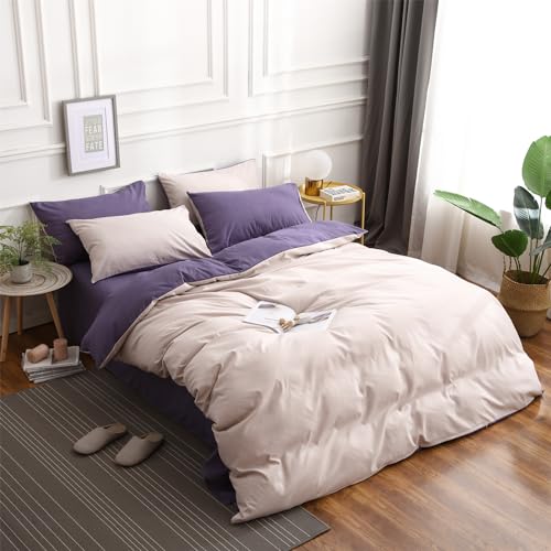 Gezu Bettwäsche 220x240cm 3Teilig Lila Weiß Beige Baumwolle Touch Bettbezug-Set Weichere und Bequemere Bettwäsche mit 2 Kissenbezug 80x80 mit Reißverschluss Weich und Bügelfrei Gezu Bettwäsche 220x240cm 3Teilig Lila Weiß Beige Baumwolle Touch Bettbezug-Set Weichere und Bequemere Bettwäsche mit 2 Kissenbezug 80x80 mit Reißverschluss Weich und Bügelfrei von Gezu